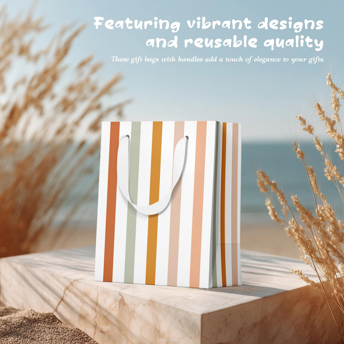 slapaflife Gift Bags Medium Size, Tissue Paper for Gift Bags Incl.Cards & Self-adhesive Envelope - Reusable & For Birthday, Mothers Day, Wedding, Baby Shower and Any Occasion.(4 Pack- 9")