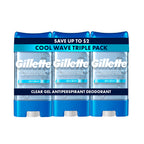 Gillette Antiperspirant and Deodorant for Men, 72hr Sweat & Odor Protection, Long Lasting Freshness, Anti-White Mark Technology, Clear Gel, Cool Wave Scent, 3.8 oz (Pack of 3)