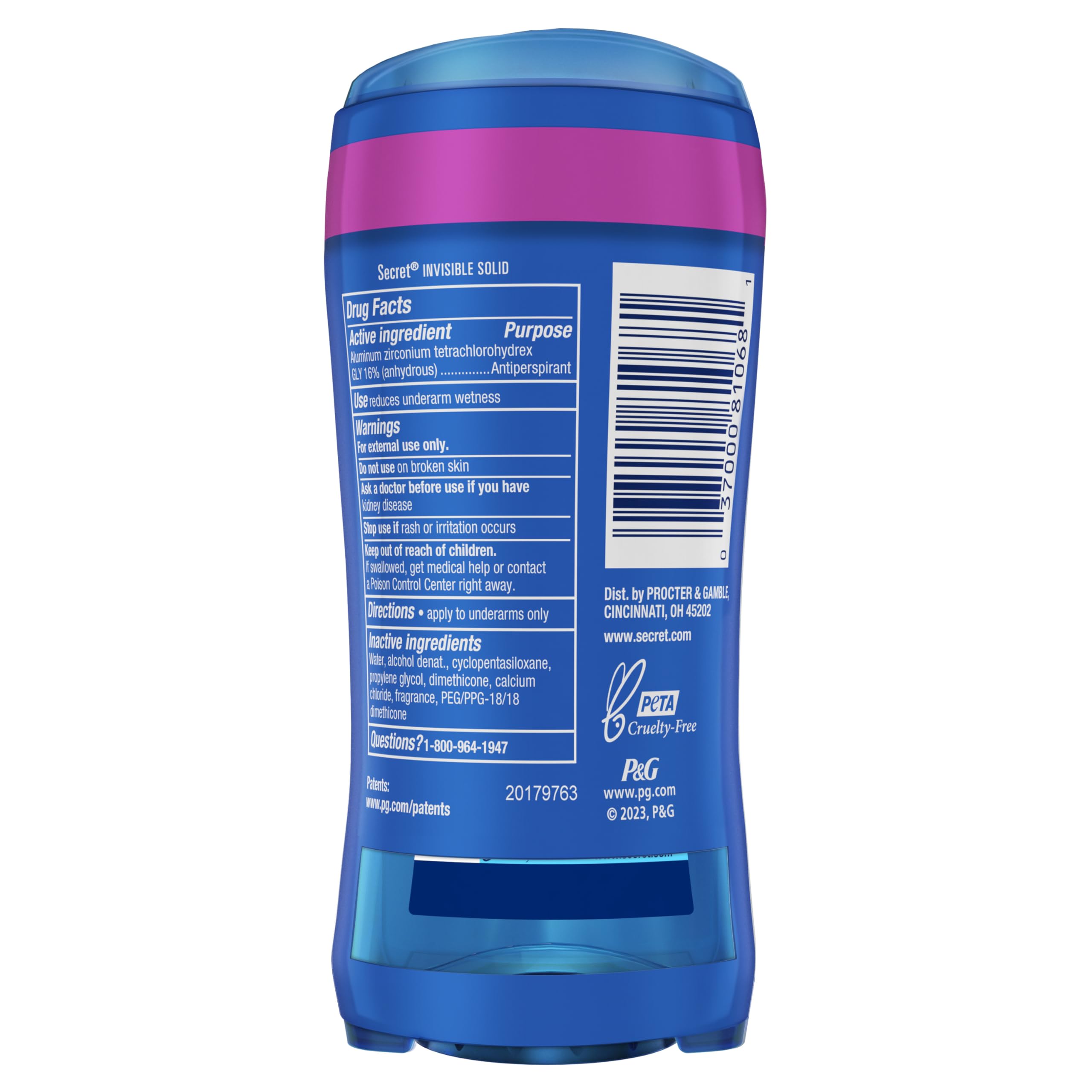 Secret Outlast Antiperspirant Deodorant for Women, 72hr Sweat & Odor Protection, PH Balancing Minerals, Invisible Solid, Completely Clean Scent, 2.6 oz (Pack of 2)