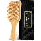 GAINWELL Hair Brush for Hair Growth, Bamboo Bristles Detangling Wooden Paddle Hair Brush for Massaging Scalp, All Hair Types Women Men Kids, Ergonomic Handle, Pointed Bristle