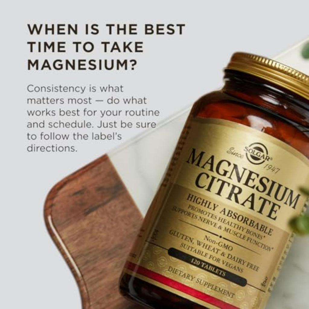 Solgar Magnesium Citrate, 120 Tablets - Promotes Calm, Non-GMO, Gluten Free | Supports Muscle Function and Relaxation, Gluten Free - 120 Tablet Serving