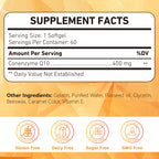 KFG CoQ10 400mg Softgels, Coenzyme Q10 Supplements Support Heart Health, Cardiovascular Health, Immune System & Cellular Energy Production, Gluten Free