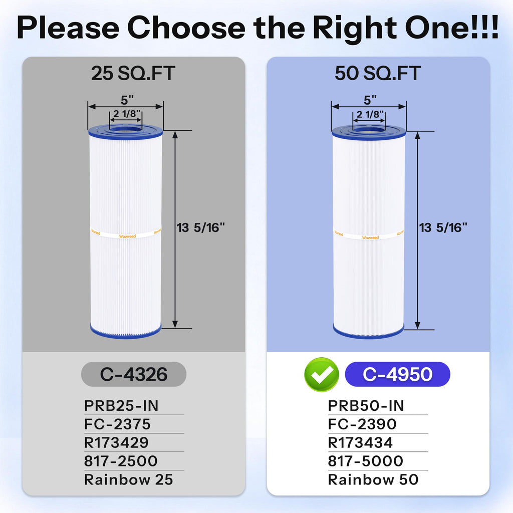 Spa Filter Compatible with Cryspool CP-04075, PRB50-IN, C-4950, 413-212-02, FC-2390, J210/ J220/ J235/ J245/ J275, 03FIL1600, 5X13 Drop in Hot Tub Filter 2 Pack