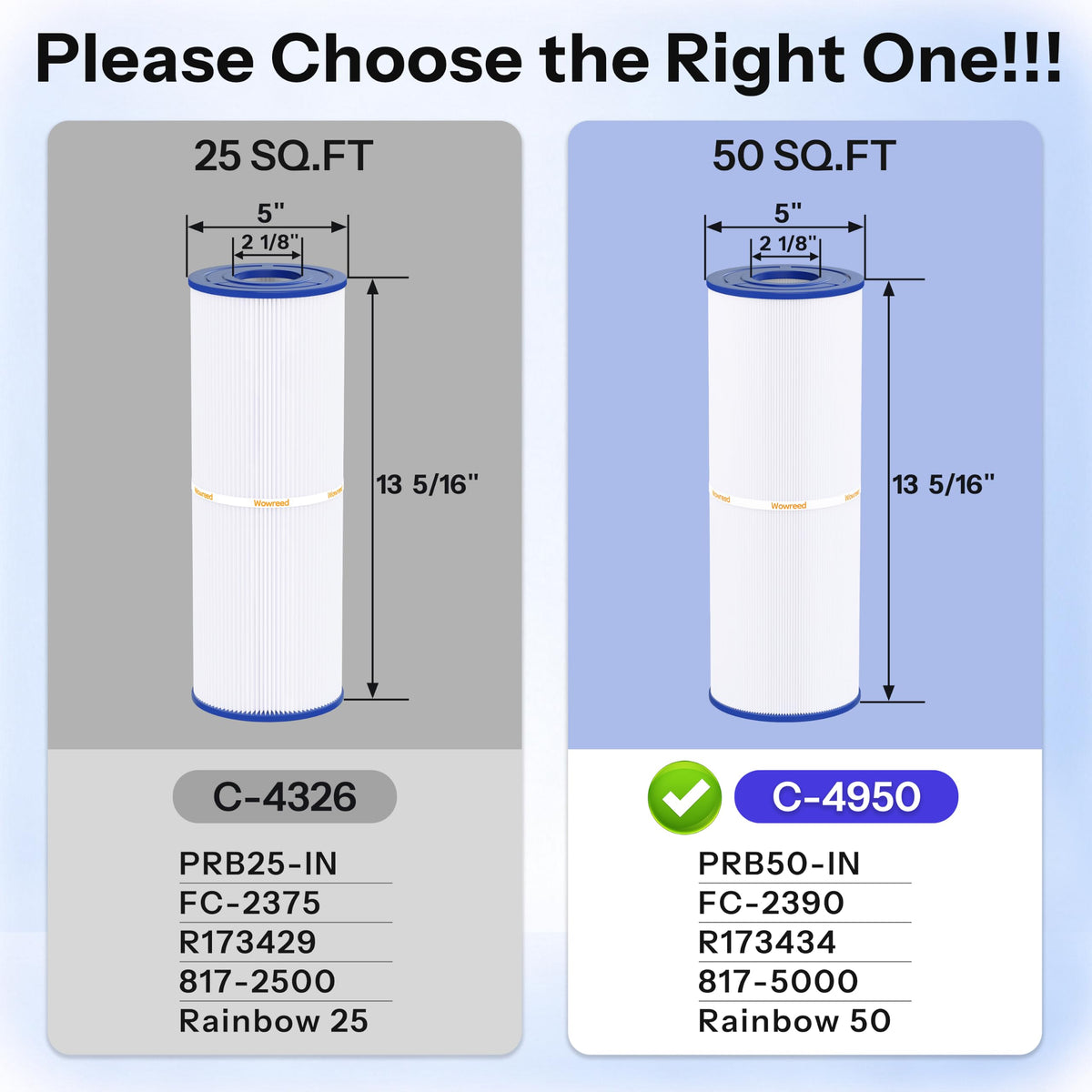 Spa Filter Compatible with Cryspool CP-04075, PRB50-IN, C-4950, 413-212-02, FC-2390, J210/ J220/ J235/ J245/ J275, 03FIL1600, 5X13 Drop in Hot Tub Filter 2 Pack