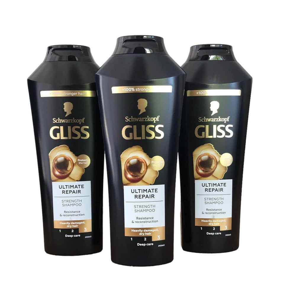 Buy now GLISS Hair Repair Shampoo, Ultimate Repair for Heavily Damaged Hair, 13.6 Ounces (Pack of 3) at indiglob india