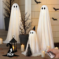 Halloween Decorations Outdoor - Set of 3 Light Up Ghosts with Timer Remote
