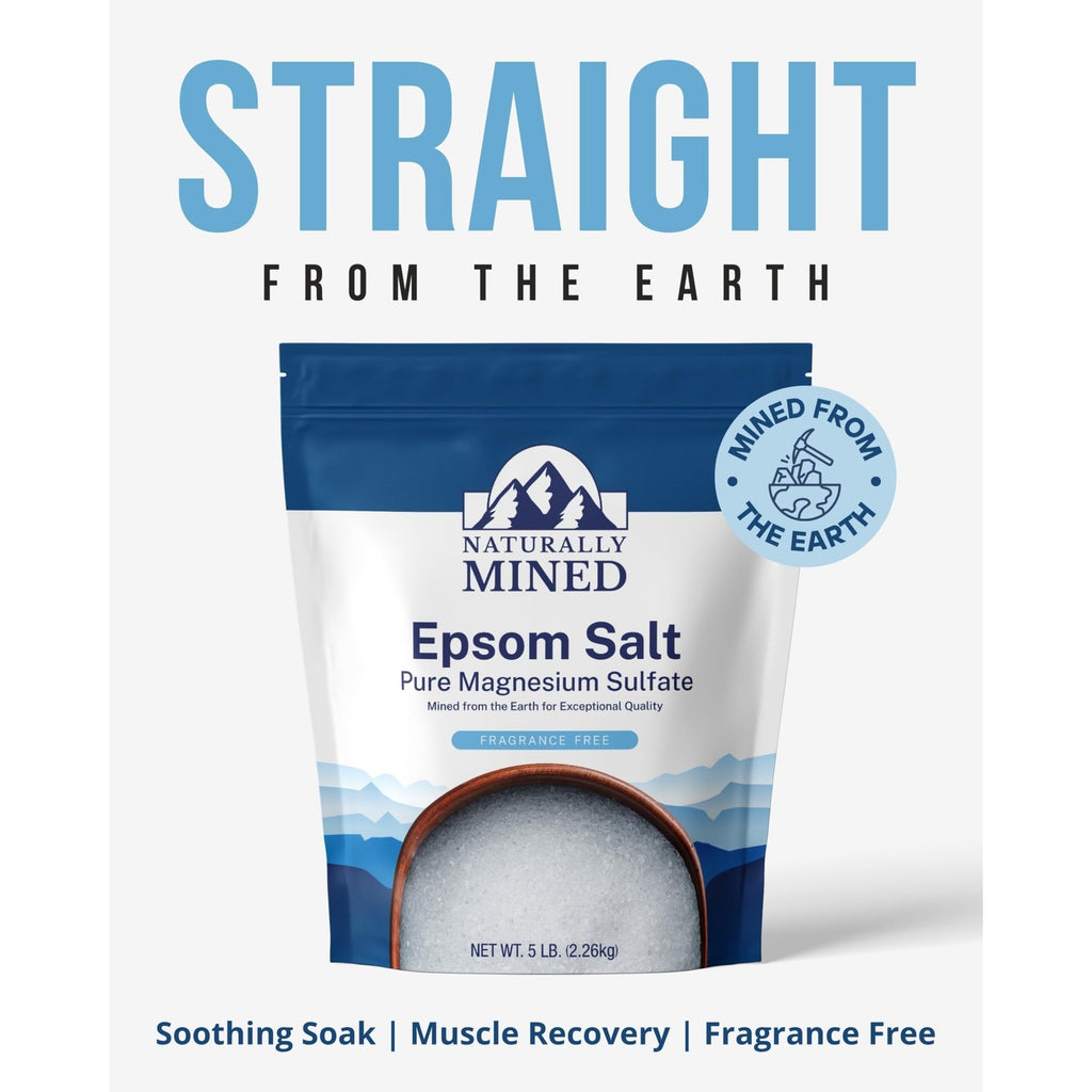 Naturally Mined Epsom Salt Bath and Foot Soak, Unscented Pure Magnesium Sulfate, 5lb