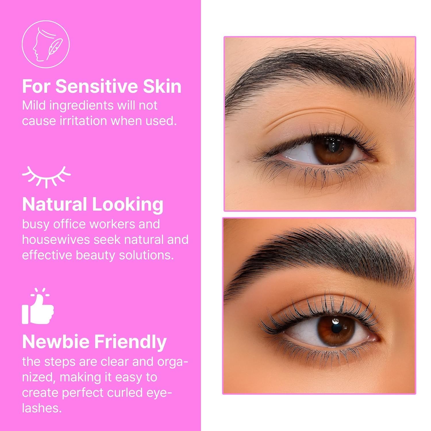 Korean Lash Lift Kit - 5 Sets At Home Eyelash Perm Kit with Upgraded Glue, Eyelash Lift, DIY Lash Perm Easy for Beginner & Professional, Semi Permanent Perming Wave Suitable For Salon & Home