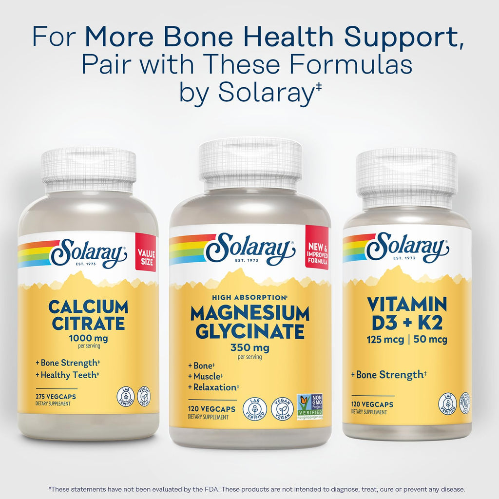 SOLARAY Enhanced Absorption Magnesium Glycinate 350 mg, 120 VegCaps | Muscle, Bone & Heart Support, Chelated Magnesium Bisglycinate with BioPerine, 30 Servings, Vegan, Lab Verified