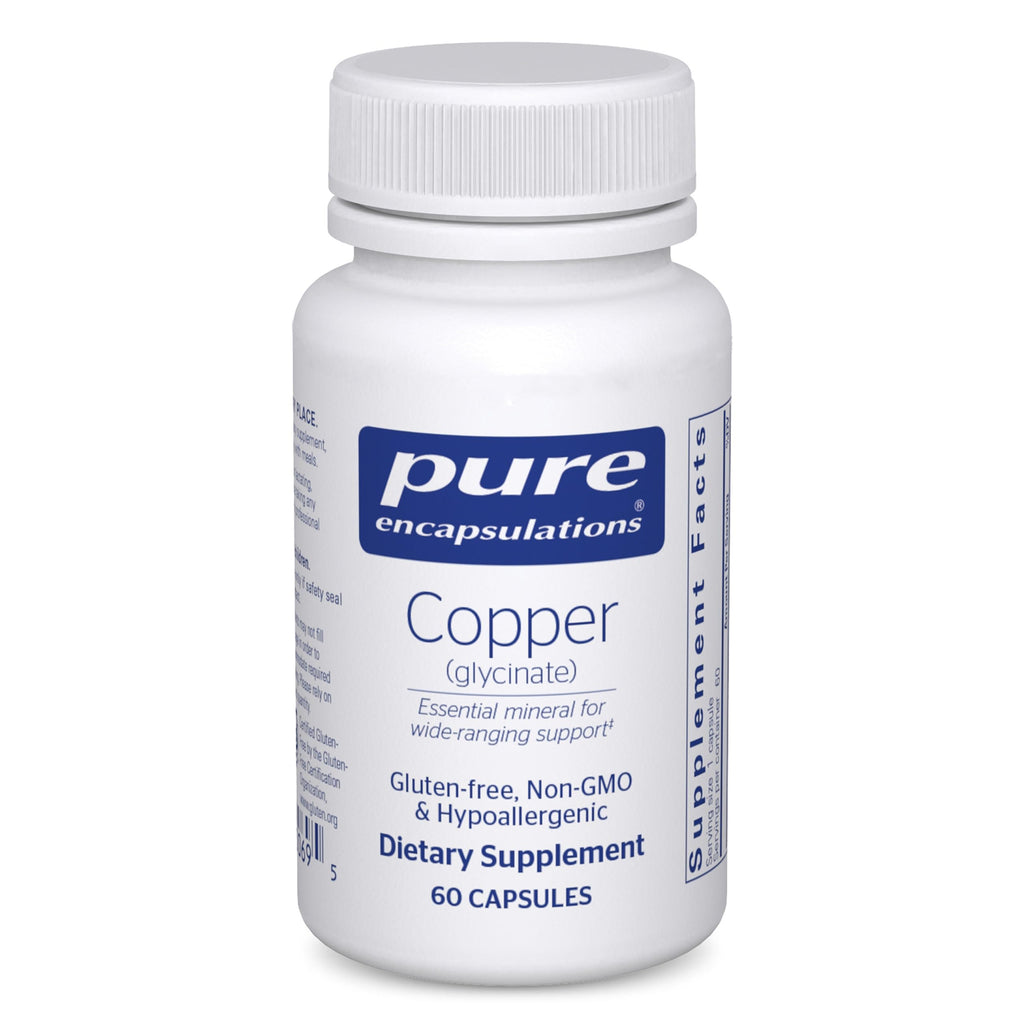 Pure Encapsulations Copper (Glycinate), 60 Capsules | Iron Absorption Supplement for Red Blood Cell Formation*, 2 mg Copper Supplement
