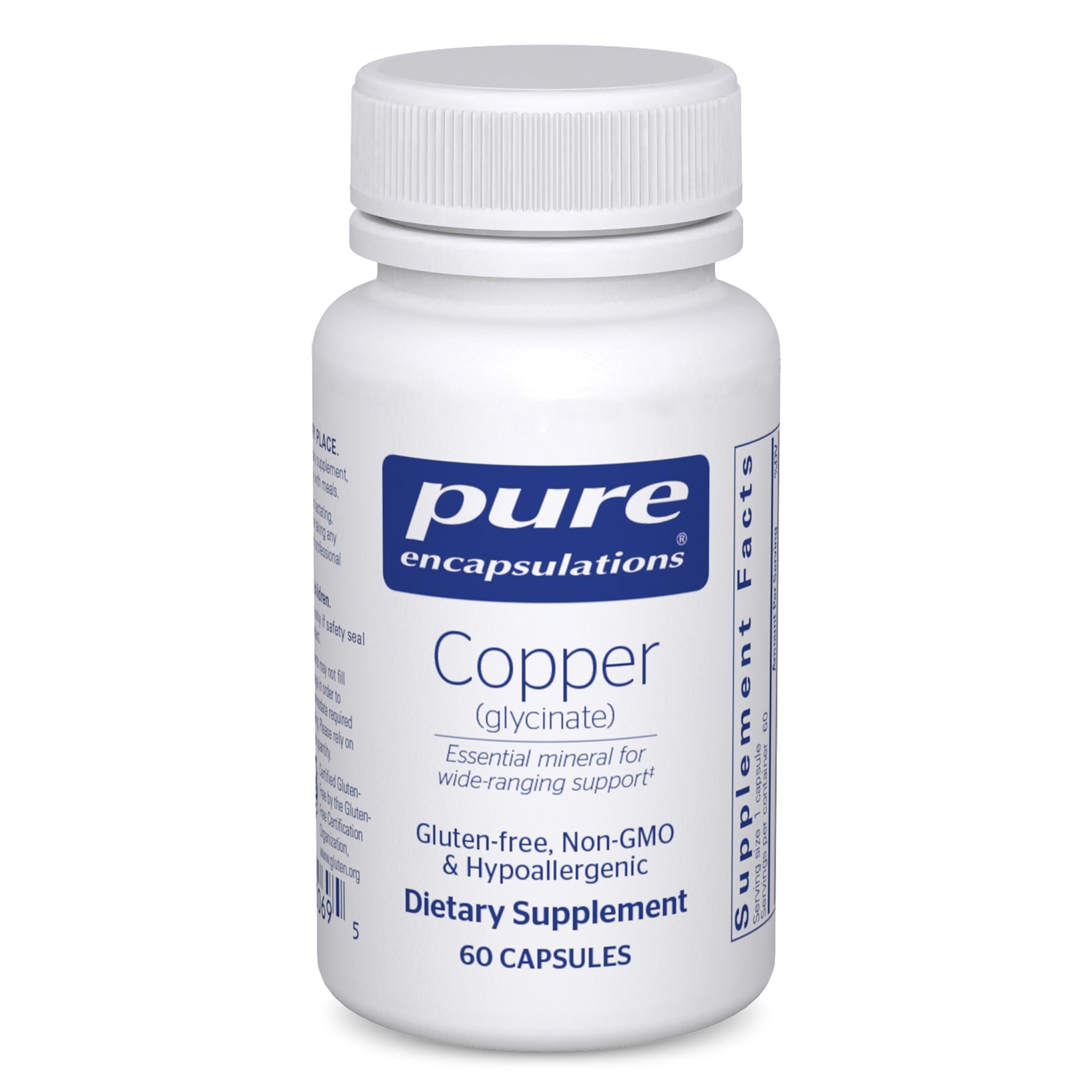 Pure Encapsulations Copper (Glycinate), 60 Capsules | Iron Absorption Supplement for Red Blood Cell Formation*, 2 mg Copper Supplement