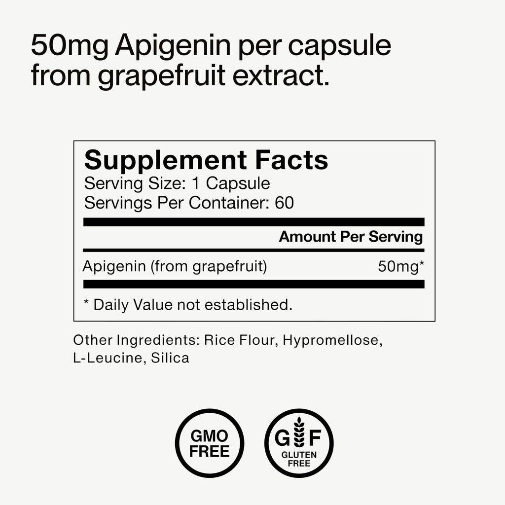 Momentous Apigenin Supplement Capsules, 50mg per Serving | Supports Sleep Quality & Relaxation, NSF Certified for Sport, Non-GMO & Gluten-Free, Cognitive Wellness Formula (60 Servings)