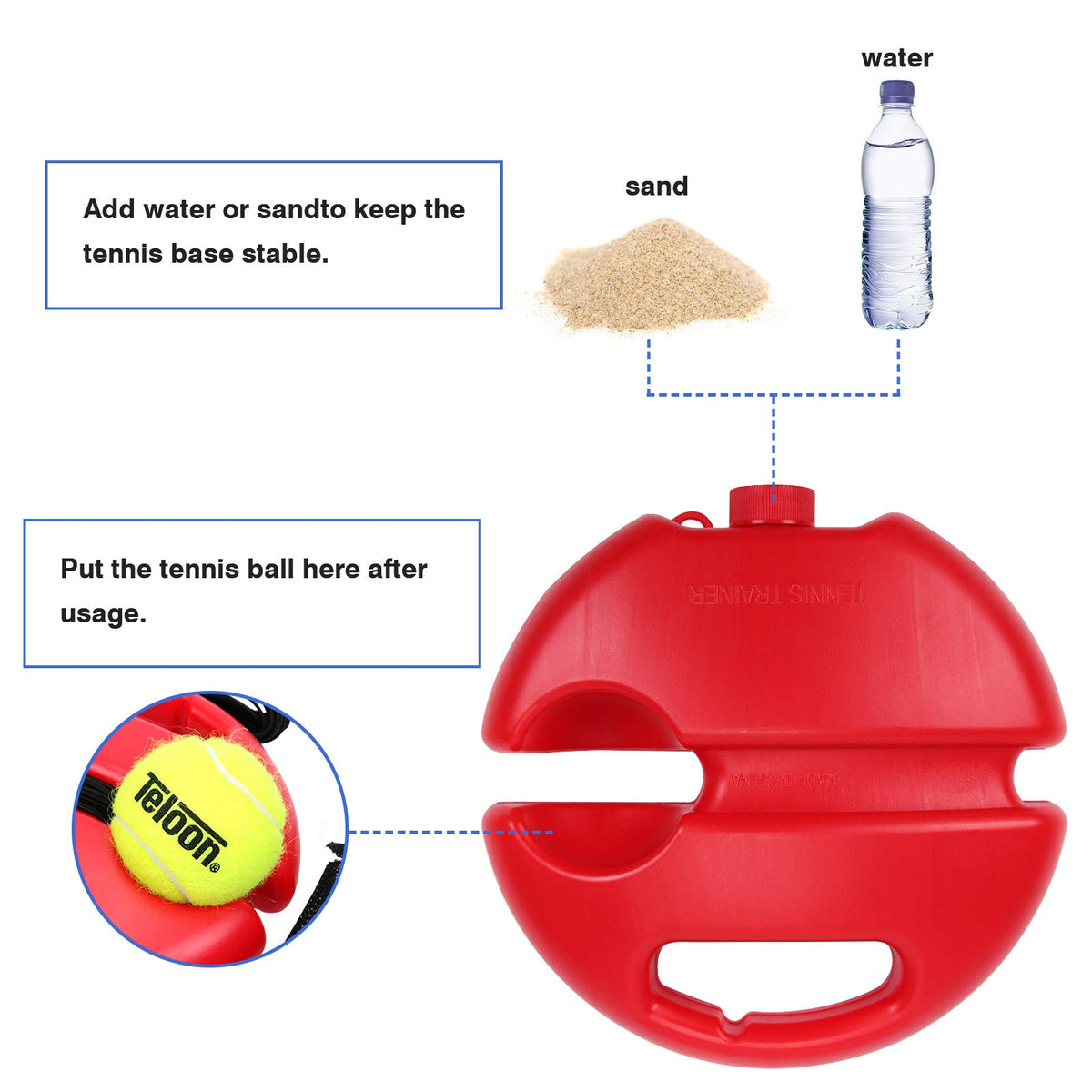 Teloon Solo Tennis Trainer Rebound Ball with String for Self Tennis Practice Training Tool for Adults or Kids Beginners with 2 String Balls Elastic and a Portable Mesh Bag