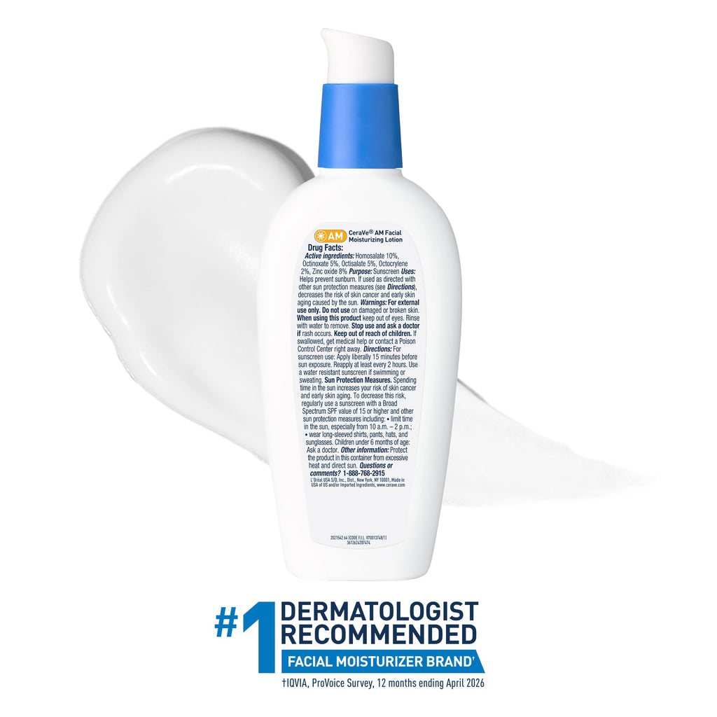 CeraVe AM Oil Face Moisturizer Lotion, Sunscreen for Face, SPF 30, 3oz | Skin Care with Hyaluronic Acid & Niacinamide, Oil-Free Moisturizer For Men & Women, Daily Non-Comedogenic Face Sunscreen