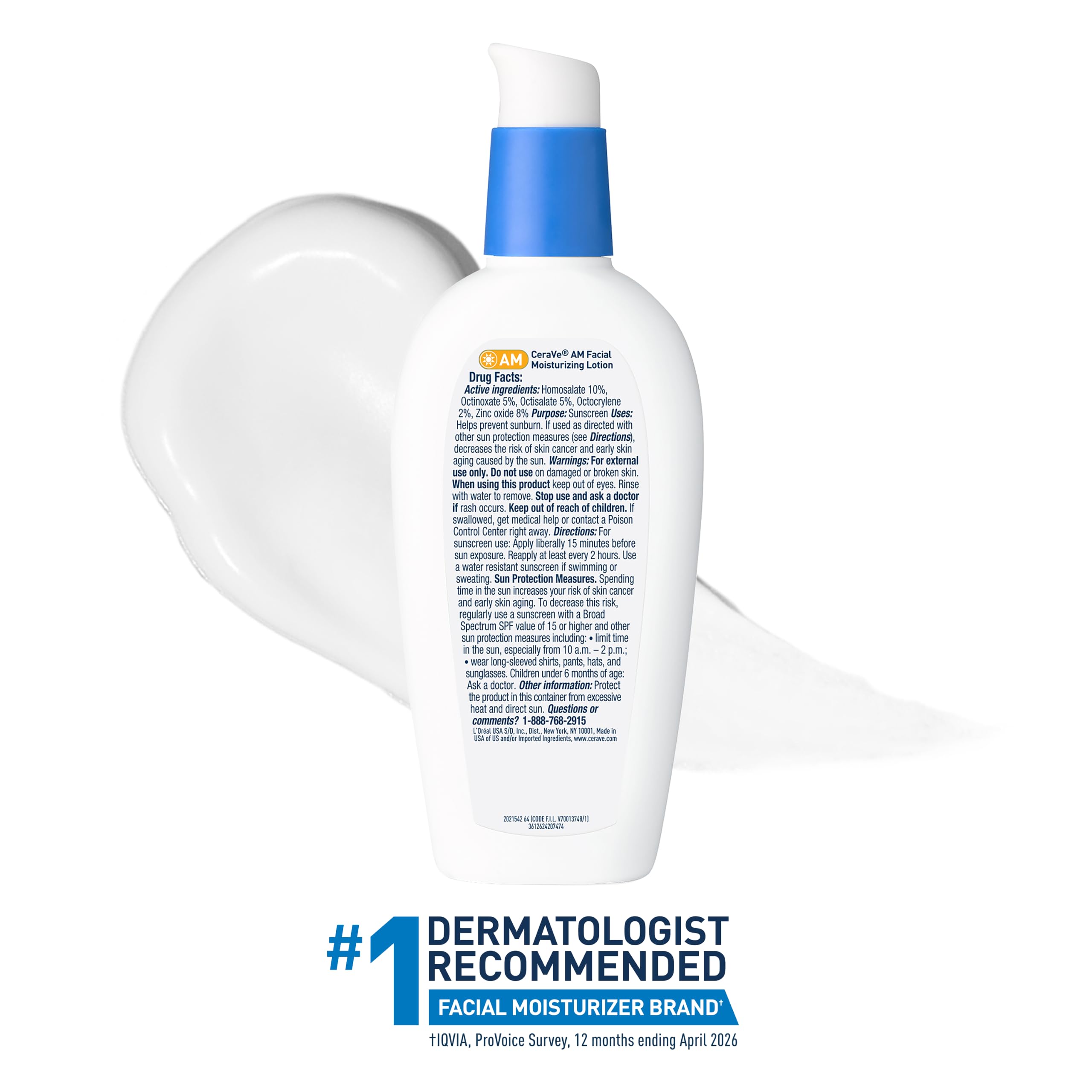 CeraVe AM Oil Face Moisturizer Lotion, Sunscreen for Face, SPF 30, 3oz | Skin Care with Hyaluronic Acid & Niacinamide, Oil-Free Moisturizer For Men & Women, Daily Non-Comedogenic Face Sunscreen