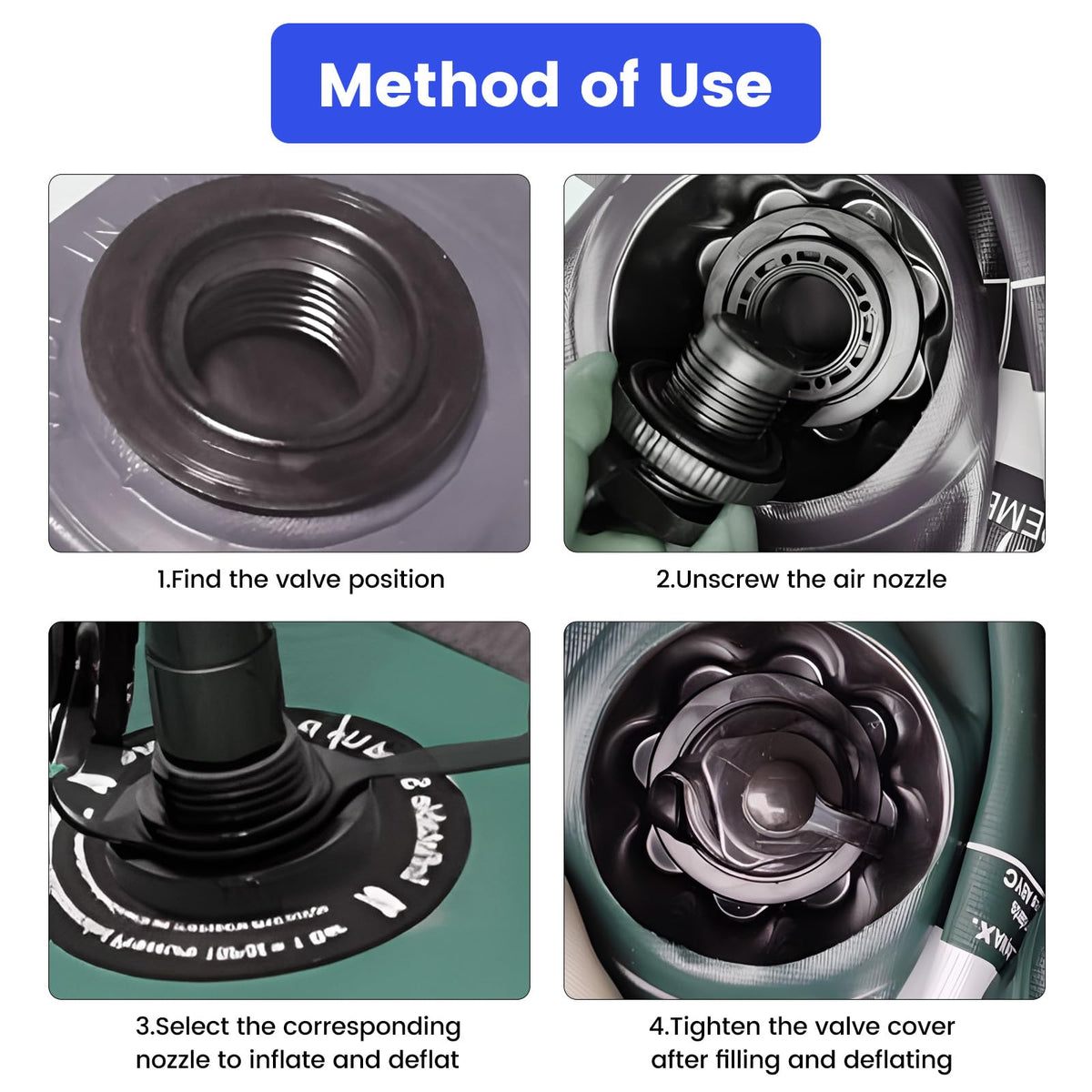 24mm Inflatable Boat Air Valve, One-Way Inflation Boston Valve Replacement