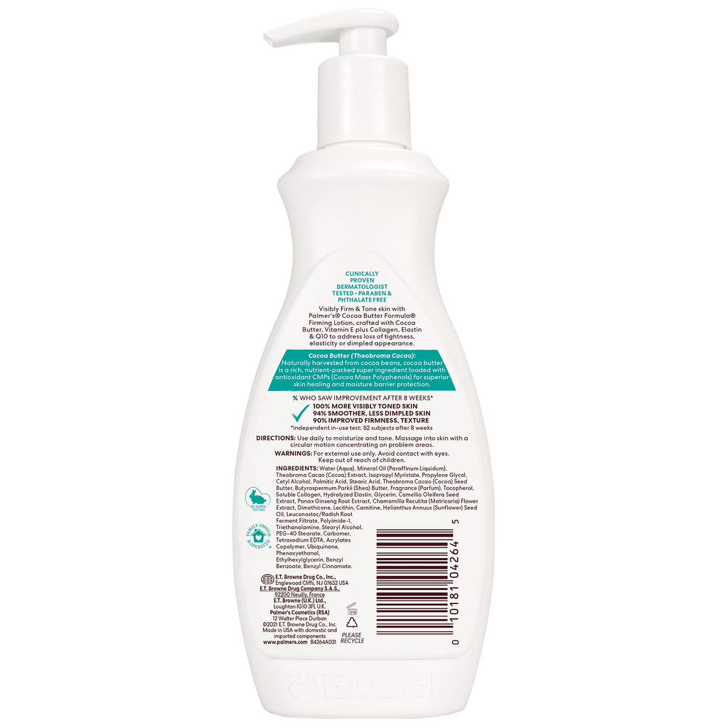 Palmer's Firming Body Lotion, Cocoa Butter Formula, Pump Bottle (13.5 Oz) | Toning & Tightening Cream with Triple Action Firming Q10, Collagen & Elastin for Smoother, Less Dimpled Skin, 48hr Moisture