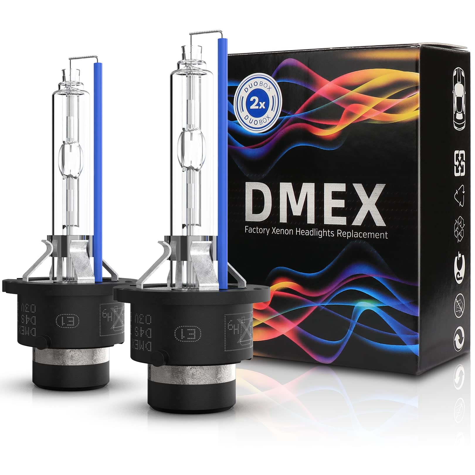 Buy now DMEX D4S HID Headlight Bulbs Xenon 35W Replacement 66440 42402 42402WX - Pack of 2, 8000K White Blue (Not fit Halogen Headlamp) D4S at indiglob india