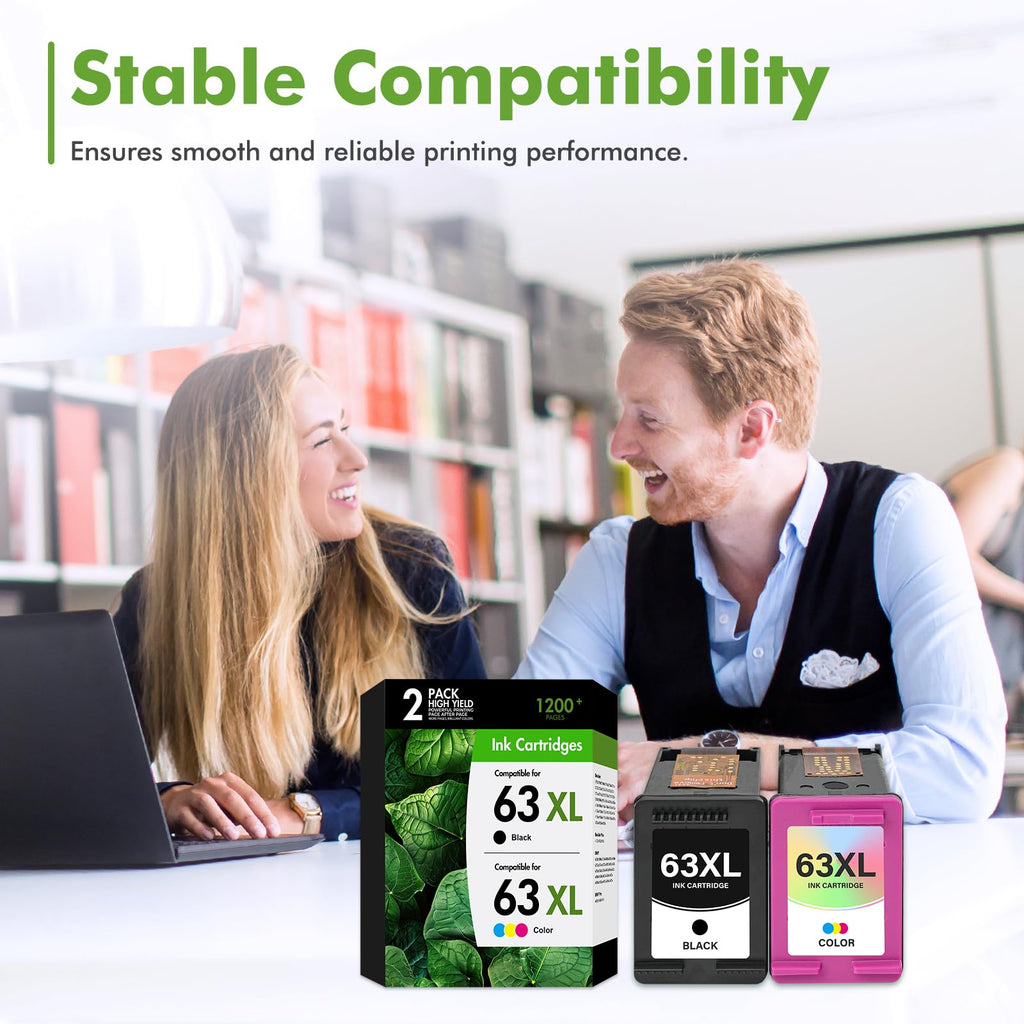 63 63XL Ink Cartridge Black and Color Combo Pack for HP 4520 3830 Printer