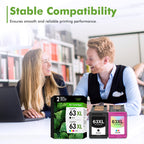 63 63XL Ink Cartridge Black and Color Combo Pack for HP 4520 3830 Printer