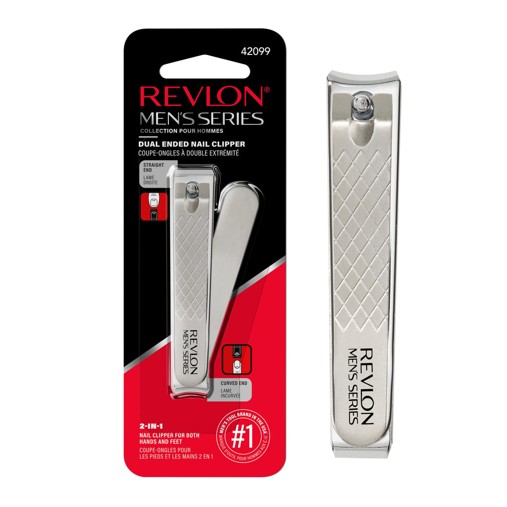 Buy now Revlon Dual-Ended Nail Clipper for Men, Straight and Curved Edges, for Fingernail and Toenail Trimming, Stainless Steel, 1 Count at indiglob india