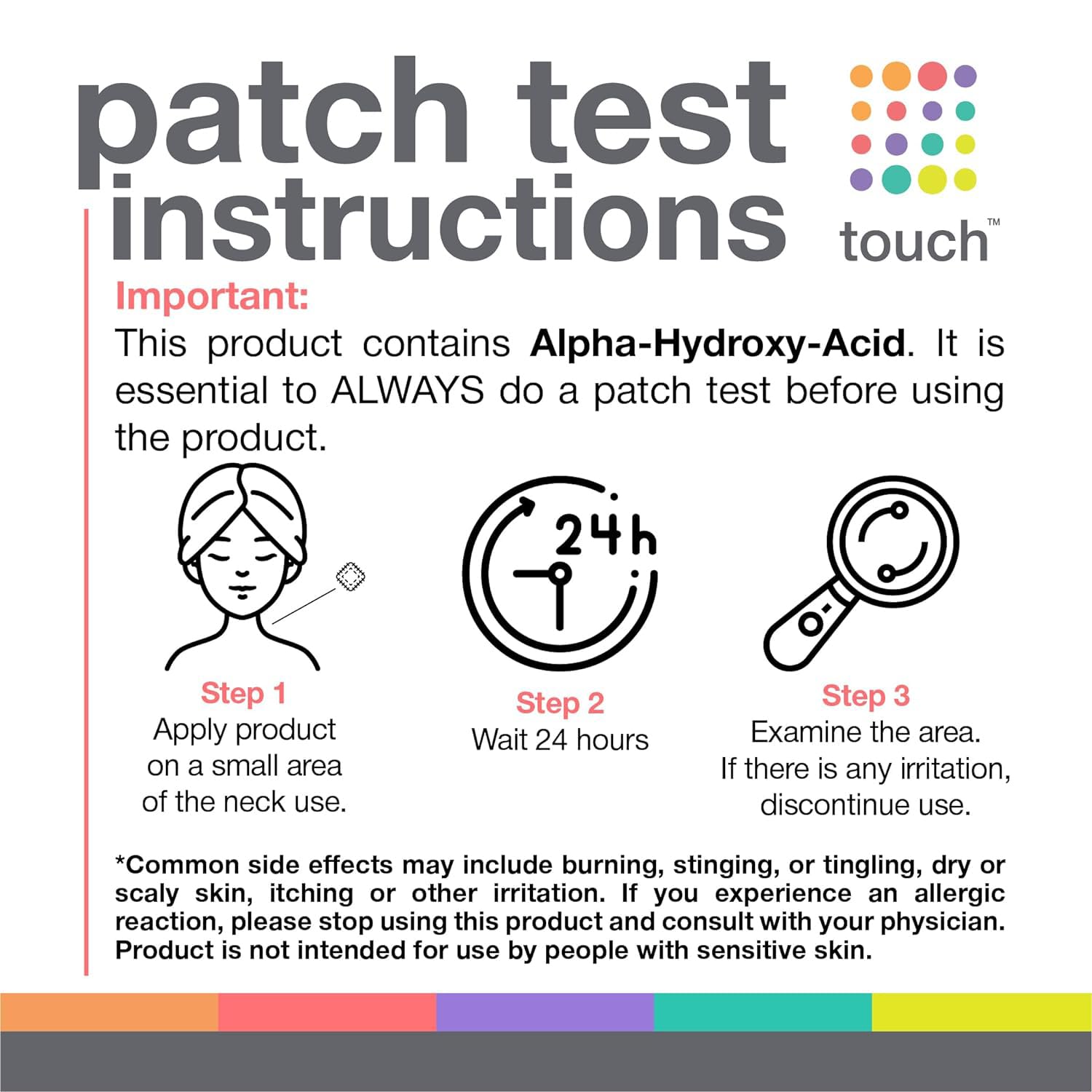 Buy now TOUCH 20% Glycolic Acid Pads Exfoliating And Resurfacing AHA Peel Face Wipes - Great for Dullness, Pores, Scars, Fine Wrinkles, Uneven Skin Tone & Texture, 50 Count at indiglob india