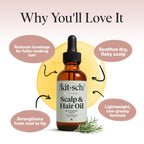 Kitsch Rosemary Oil for Hair Growth -With Castor Oil, Biotin & Jojoba- 60mL | Pre-Wash Hair Oil For Hair Care – Adds Shine, Strengthens Roots, Scalp Treatment – Lavender Scent