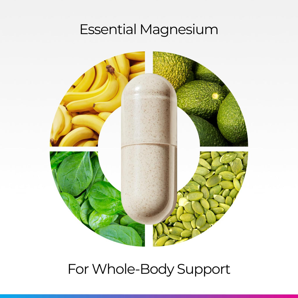 Livingood Daily Magnesium Complex 300mg with Chicory Root, 60 Capsules | 7-in-1 Supplement, Glycinate, Citrate, Bisglycinate, Amino Acids, Chicory Root for Heart, Sleep, Muscle Support, Made in USA