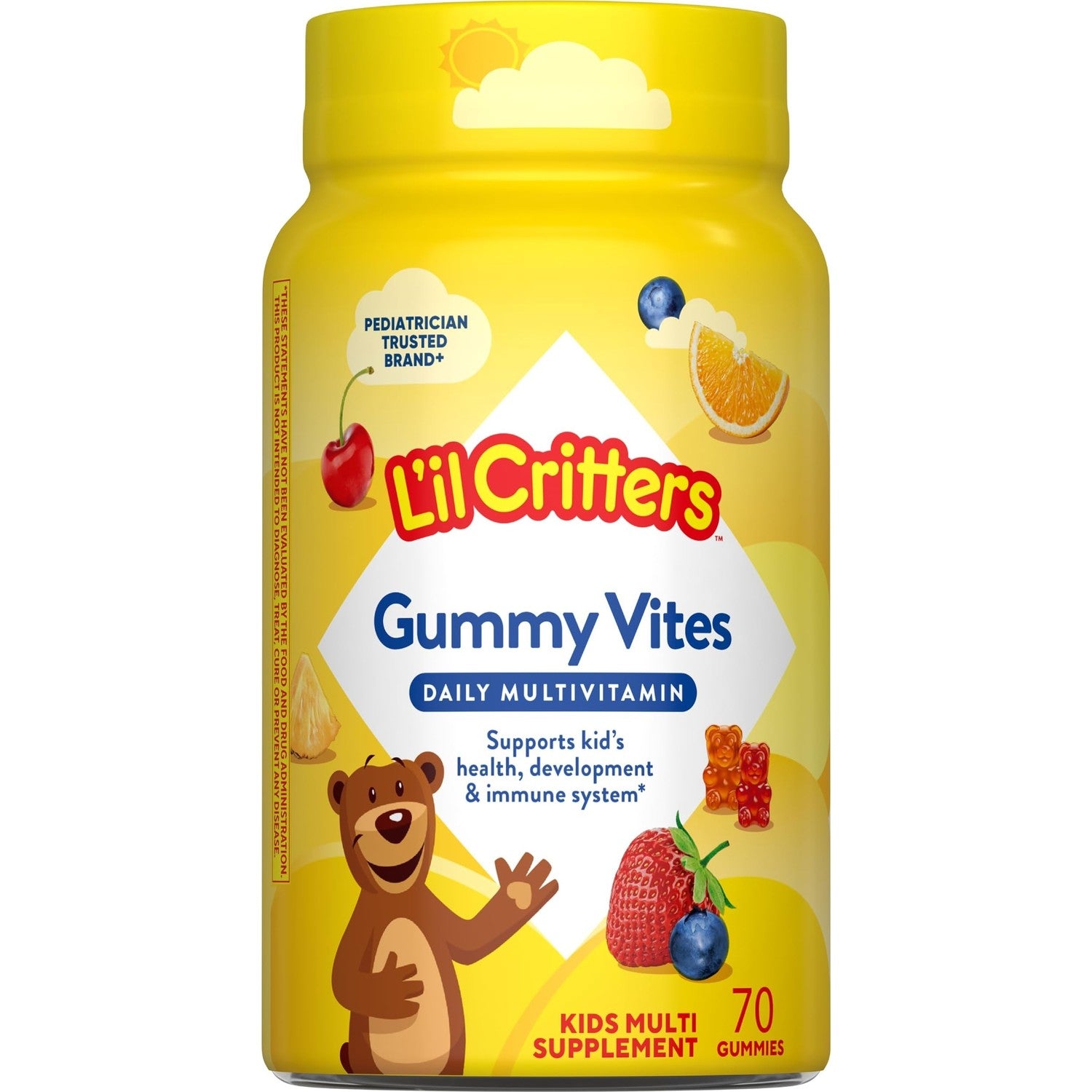 L'il Critters Kids Multivitamin Gummies | 70 Count | with Vitamins A, B, C, D, E | Assorted Fruit Flavors | Gluten-Free Children's Gummy Vites Supplement