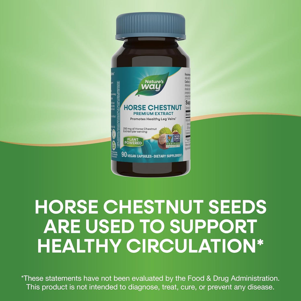 Buy now Nature's Way Horse Chestnut Extract, Premium Extract, Promotes Healthy Leg Veins*, 250 mg per Serving, Vegan, 90 Capsules (Packaging May Vary) at indiglob india