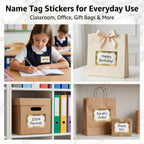 Gold Name Tag Stickers, 200 PCS Blank Name Tags for Classroom and School