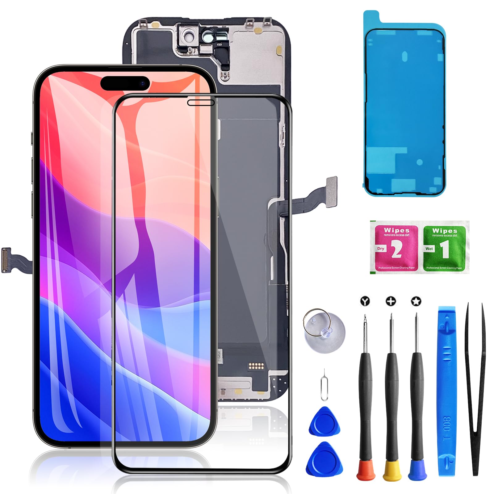 Buy now for iPhone 11 Screen Replacement 6.1 3D Touch Screen LCD Display Digitizer for A2111, A2223, A2221 Cell Phone Repair Kits+ Waterproof Frame Adhesive Sticker+Screen Tempered Protector+Face ID for iphone 14pro at indiglob india