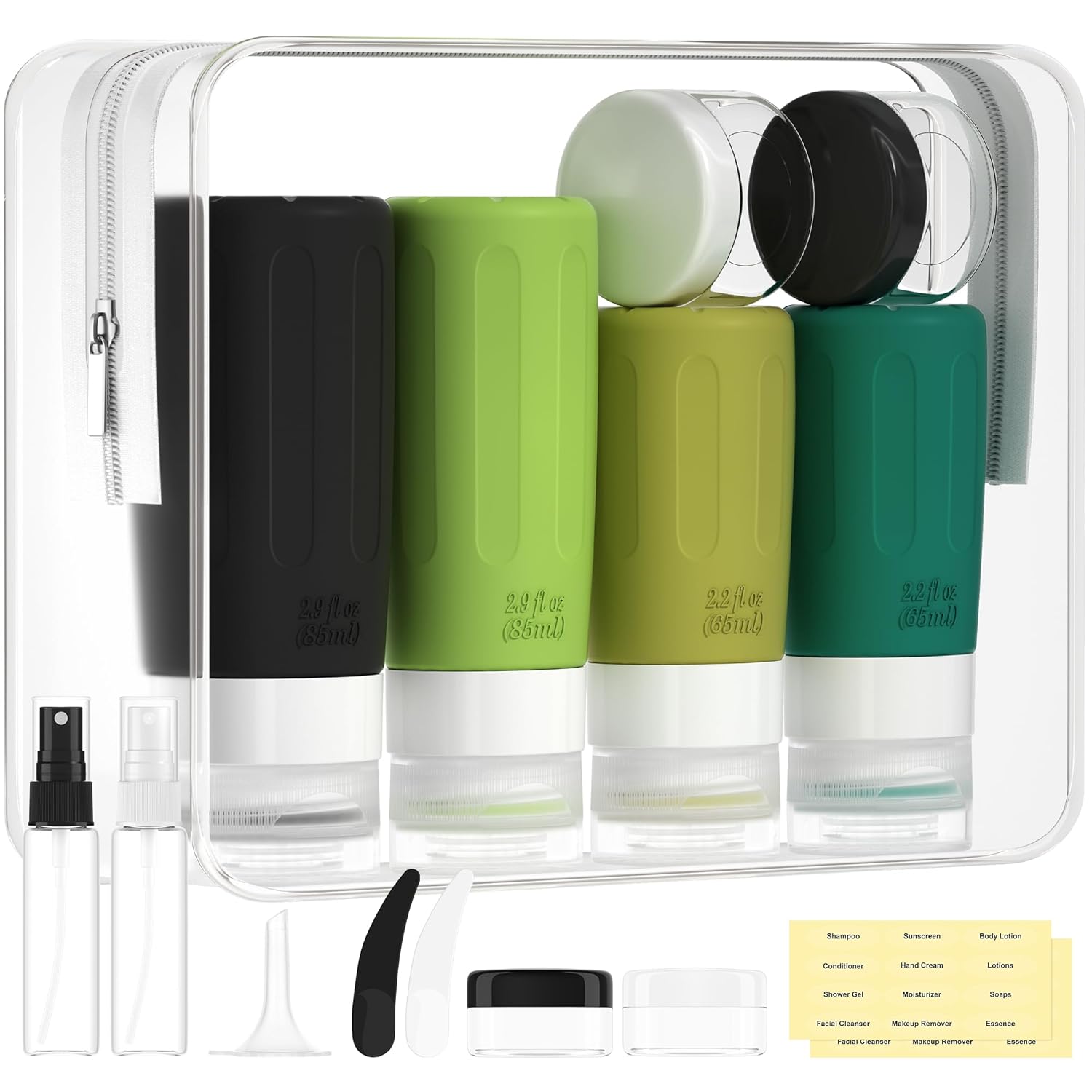 Buy now Morfone 16 Pack Silicone Travel Bottles Set for Toiletries TSA Approved Travel Containers Leakproof Squeezable Refillable Accessories 2oz 3oz Travel Essentials for Shampoo Lotion Liquids (BPA Free) Green at indiglob india