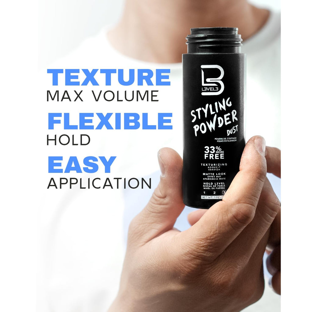 L3 Level 3 Hair Texture Powder for Men, Volume, Natural Look, 30 g | Styling powder, hair texturizer, non-greasy finish, buildable hold, easy application, small 30 g size