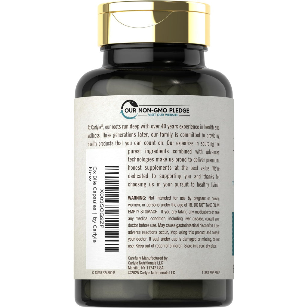 Carlyle Ox Bile Supplement 500 mg | 60 Capsules | Digestive Enzymes