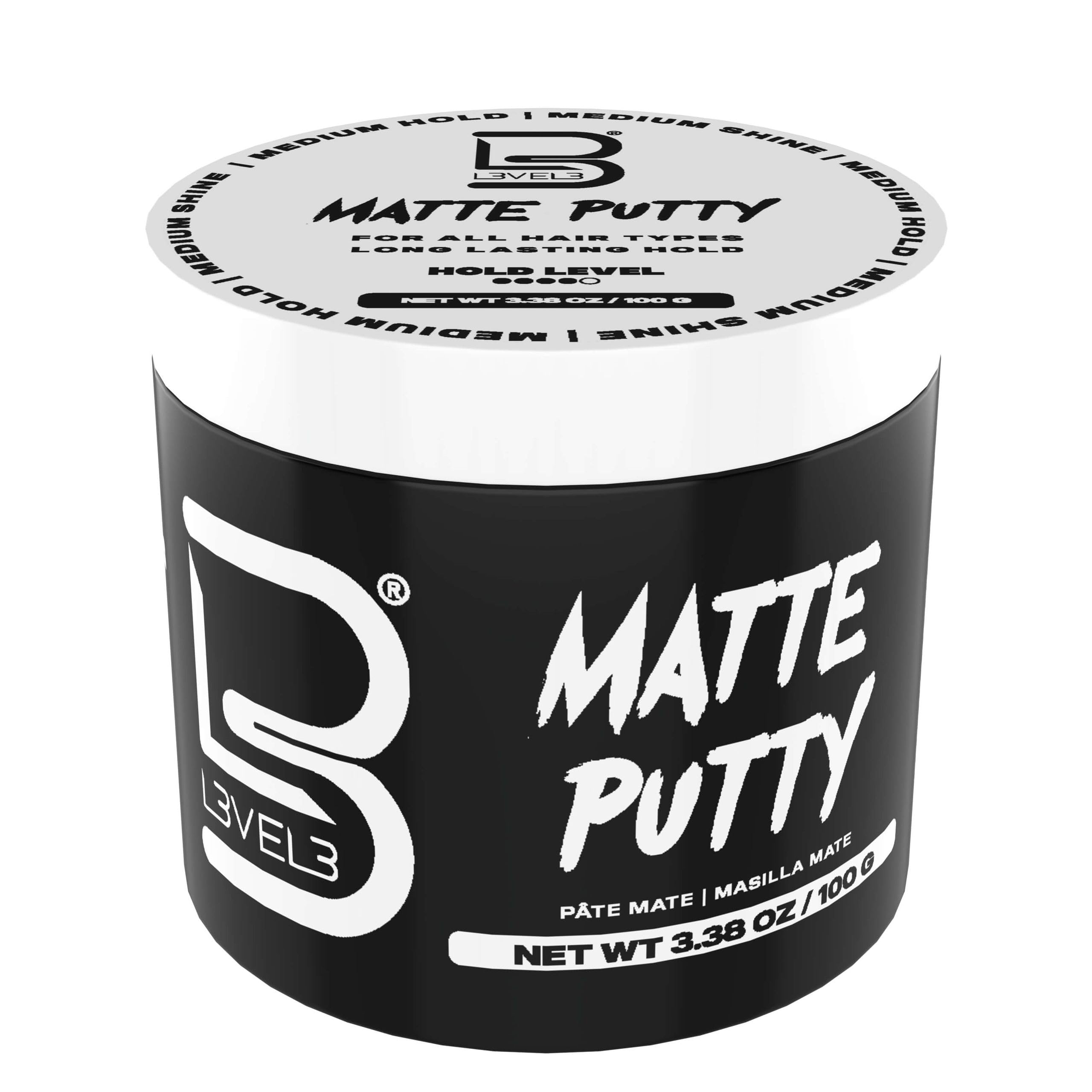 L3 Level 3 Matte Hair Putty for Men and Women, Styling Clay, 5 oz | Texture clay, matte clay finish, flexible medium hold, reworkable styling paste, adds definition and natural texture
