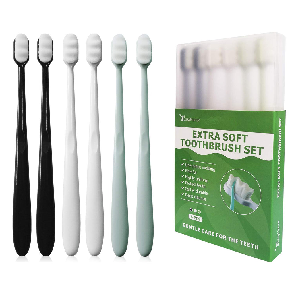 Buy now EasyHonor Extra Toothbrush for Sensitive Gums, Micro Fur Manual Toothbrush with 20000 Soft Floss Bristle for Pregnant Women, Elderly, Braces and Gum Recessions, Protect Fragile Gums (6 Pack) at indiglob india