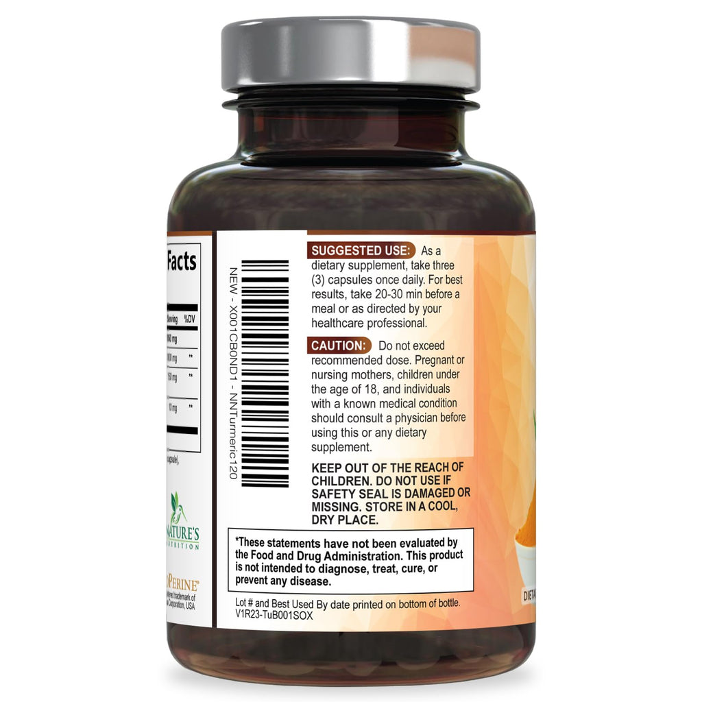 Turmeric Curcumin Supplement 95% Curcuminoids 1950mg with Organic Turmeric & BioPerine Black Pepper Extract for Best Absorption, Natural Vegan Joint Support, Non-GMO, Bottled in USA - 120 Capsules
