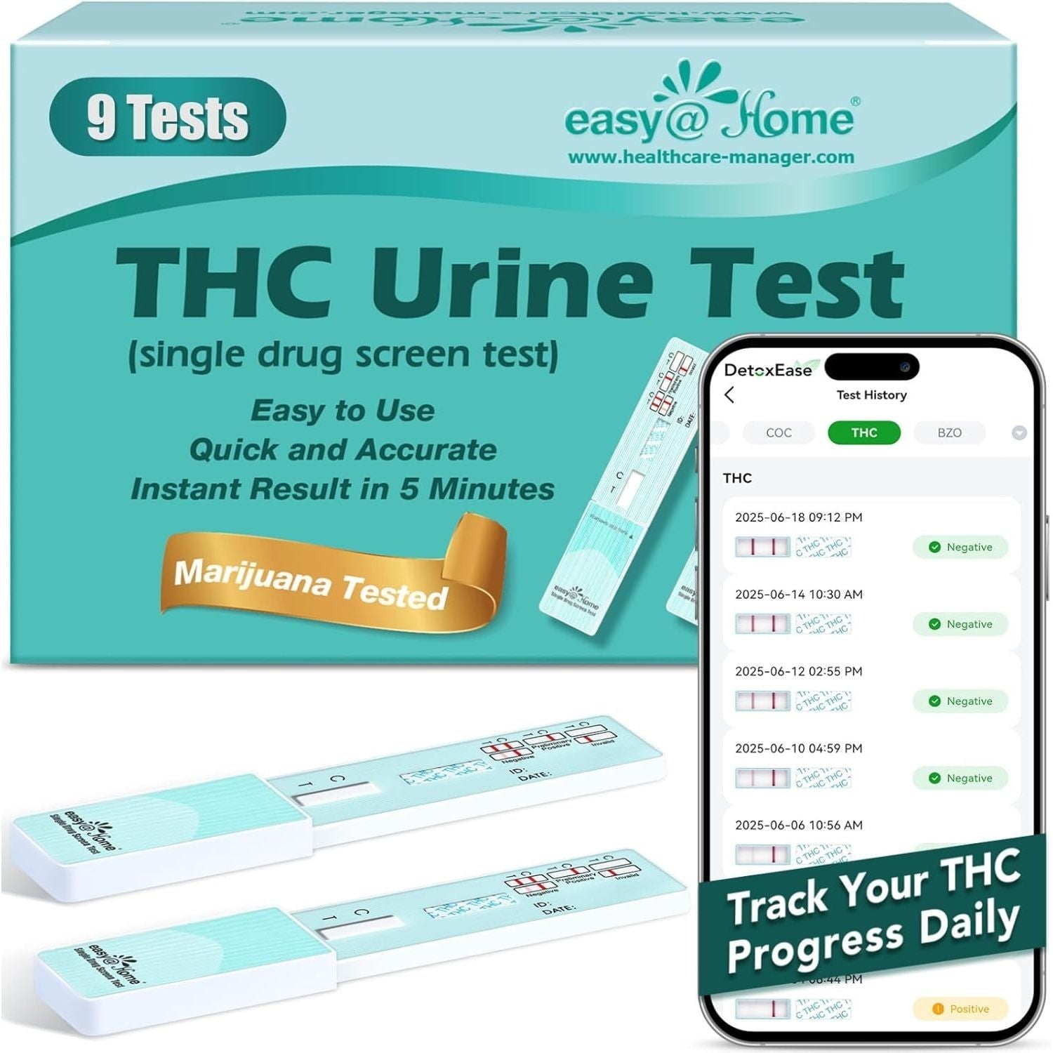 Buy now Easy@Home Marijuana Urine Drug Test Kit [15 Pack] - THC Tests for Home Use - Weed Detox Testing Kits with 50ng/ml Cutoff Level #EDTH-114 9 Pack at indiglob india