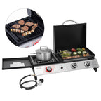 Royal Gourmet PD1305H 3-Burner Propane Gas Grill, Griddle Combo with Lid