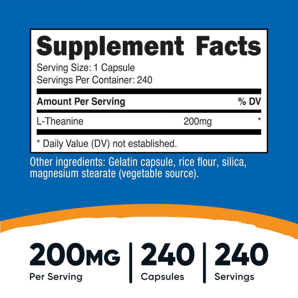 Nutricost L-Theanine 200mg, 240 Capsules - Double Strength