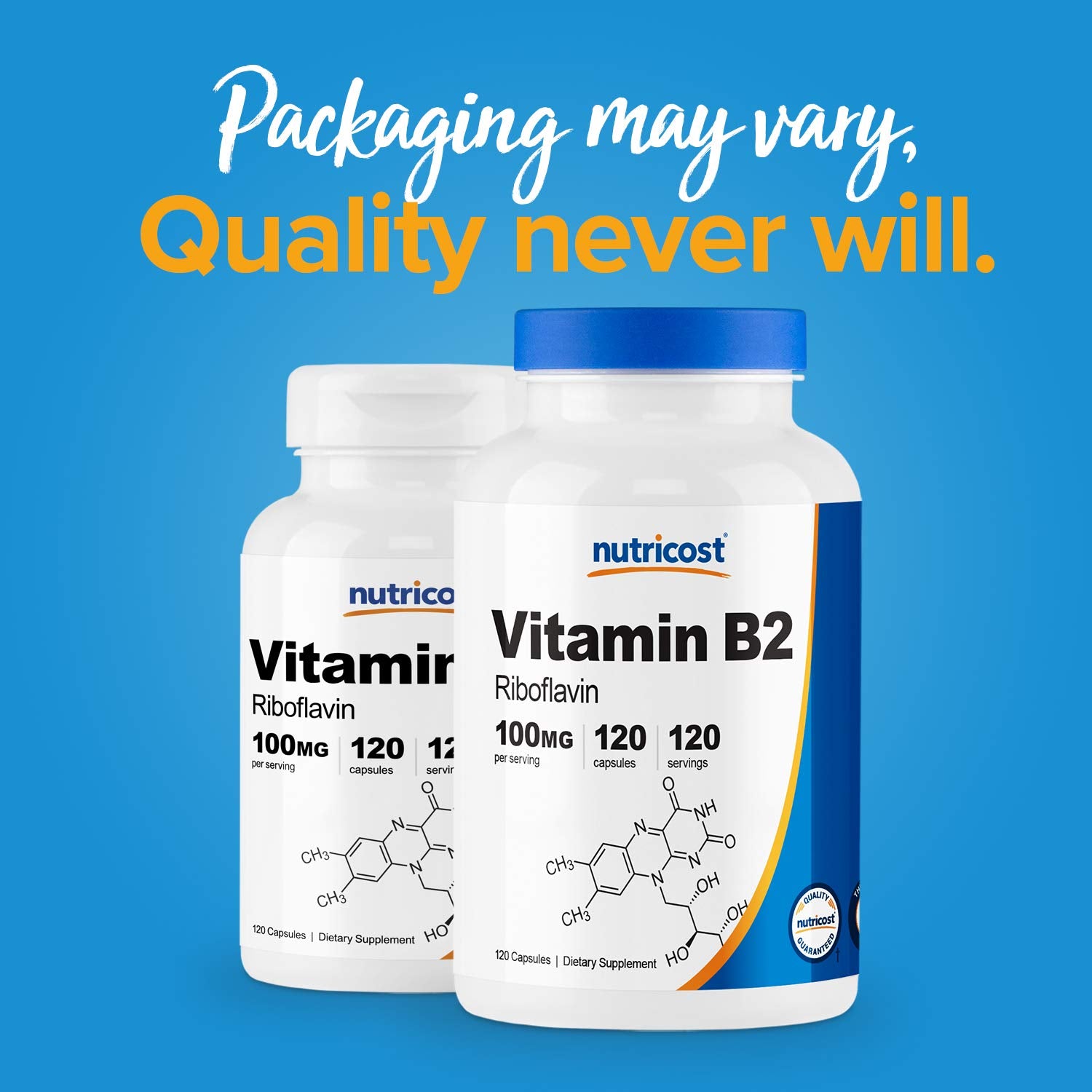 Nutricost Vitamin B2 (Riboflavin) 100mg, 120 Capsules, Gluten Free | GMO-Free