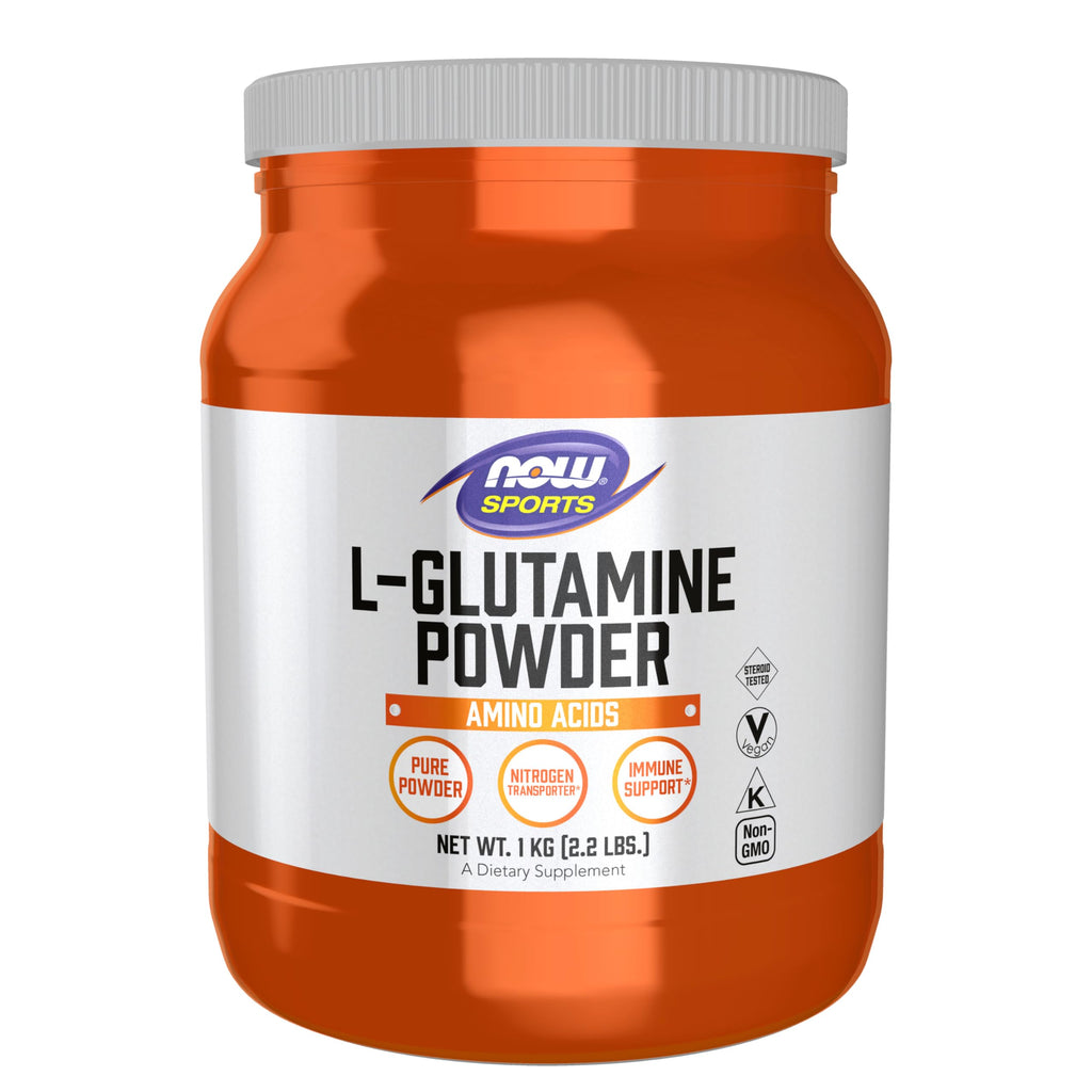 NOW Foods Sports Nutrition, L-Glutamine Pure Powder, Nitrogen Transporter*, Amino Acid, 1-Pound