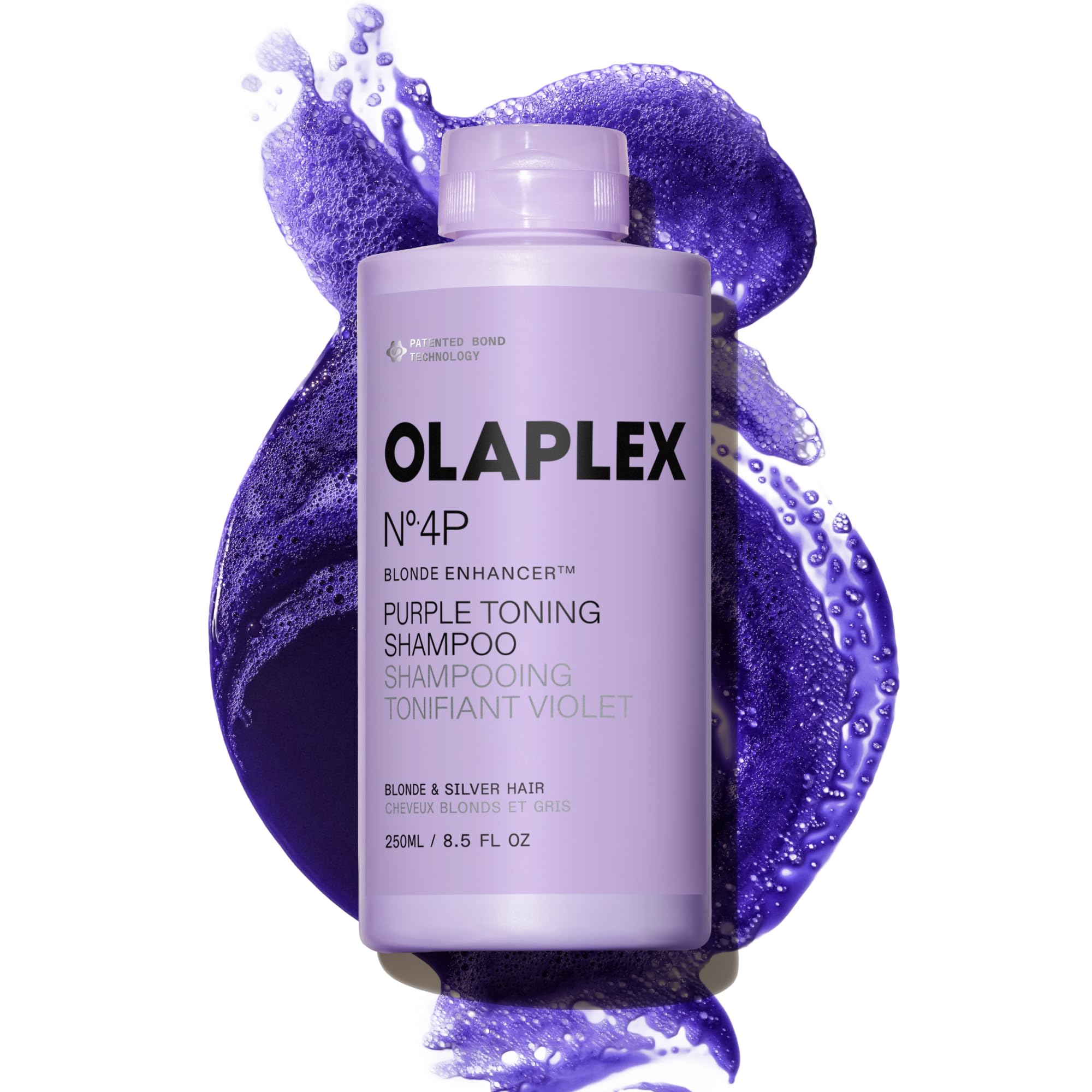 Olaplex N°.4P Blonde Enhancer Purple Shampoo | Toning Hair, 250 mL | For Blonde, Lightened & Grey Hair; Violet Toning Agents; Suitable for All Hair Textures
