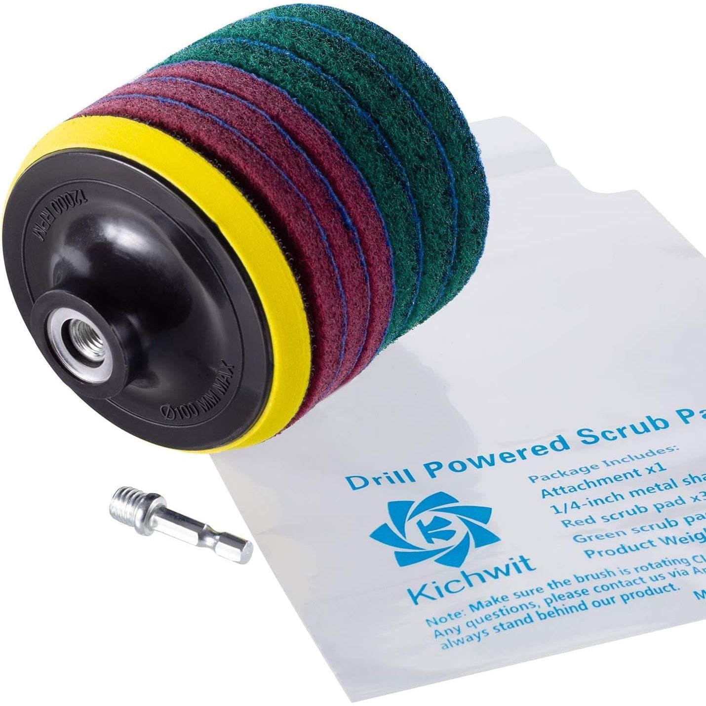 Buy now Kichwit 4 Inch Drill Power Brush Tile Scrubber Scouring Pads Cleaning Kit, Includes Attachment, Heavy Duty Household Cleaning Tool (Drill NOT Included) at indiglob india