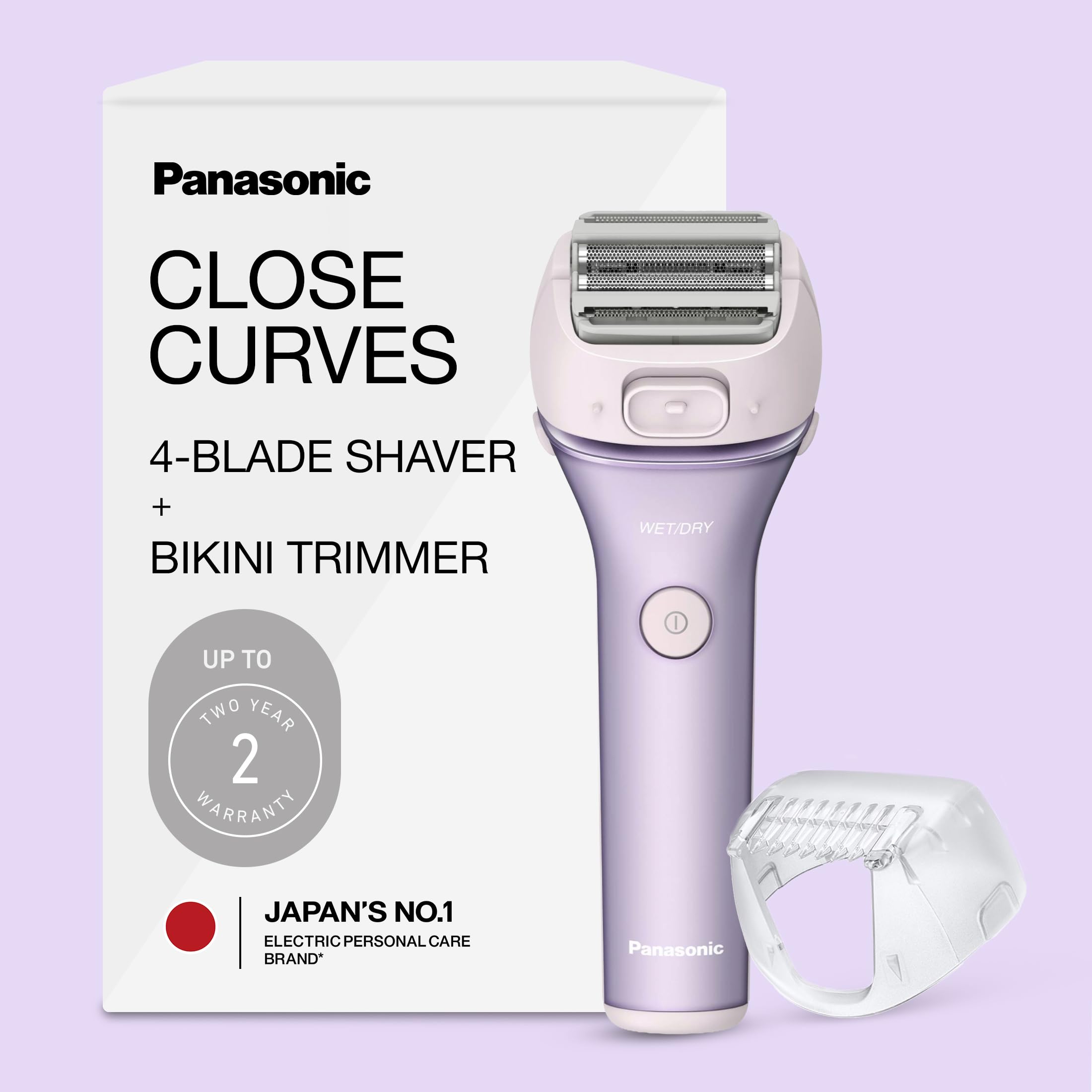 Panasonic Electric Bikini Trimmer, Waterproof Full-Body Cordless Electric Razors for Women Legs with Bikini Attachments, 3 Hypoallergenic Blades, for Travel, Shower, and Everyday Use - ES-AWL6AG