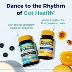 Probiotics 120 Billion CFU 36 Strains 3-in-1 with Prebiotics & Enzymes 60ct | NewRhythm Probioticos for Women & Men, Vegan Targeted Release Probiotic Supplement