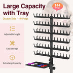 Hemndic Braiding Hair Rack with Tray, 2-sided 144 Pegs, Heavy Duty Braiding Rack Stand for Hair, Height Adjustable Standing Hair Extension Holder with Storage Bag & Braiding Accessories
