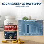 Dr. Berg Berberine 5-in-1 Formula, 60 Capsules – 1200 mg Daily Berberine with Ceylon Cinnamon, ALA, Magnesium Glycinate & BioPerine – Maximum Strength Metabolic & Healthy Blood Sugar Support