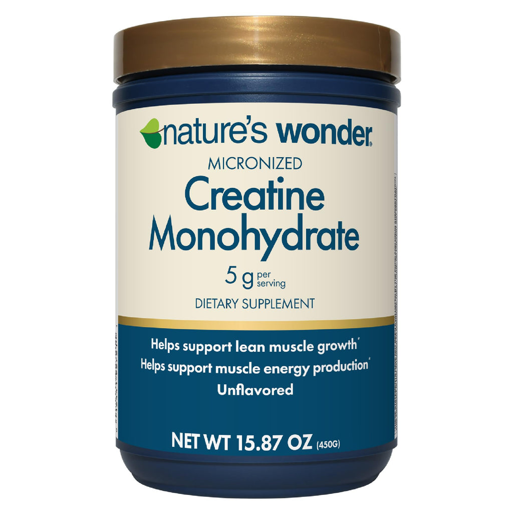 Nature's Wonder Micronized Creatine Monohydrate Powder, 90 Servings | 5g Pure Creatine per Serving, Unflavored, Gluten-Free, Lean Muscle, Strength, Recovery Support for Women & Men, RD-Formulated